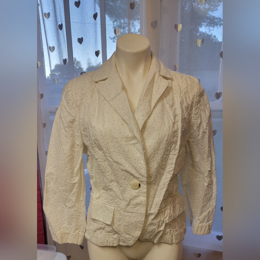 #54 Apostrophe White Patterned Blazer Size 16